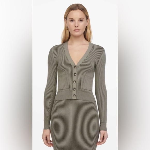 Anine Bing Sweaters - Anine Bing | Layla Ribbed Cardigan Sweater Size Medium Olive Green Sage V-neck